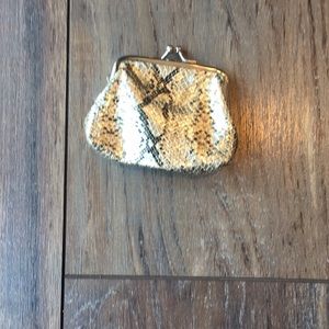 snakeskin look change purse